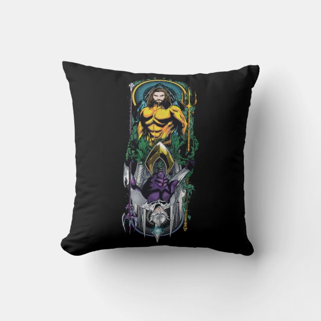 Aquaman | Orin & Orm Reversible Art Nouveau Panel Cushion (Front)