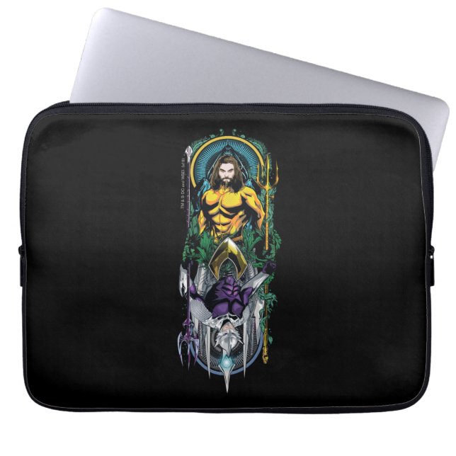 Aquaman | Orin & Orm Reversible Art Nouveau Panel Laptop Sleeve (Front)