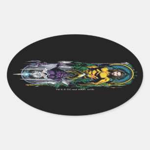 Aquaman   Orin & Orm Reversible Art Nouveau Panel Oval Sticker