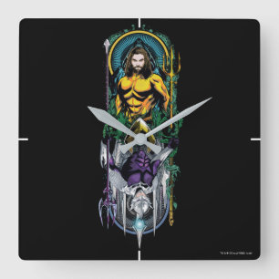 Aquaman   Orin & Orm Reversible Art Nouveau Panel Square Wall Clock