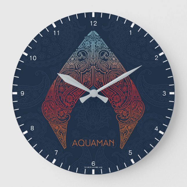 Aquaman | Paisley Aquaman Logo Large Clock (Front)