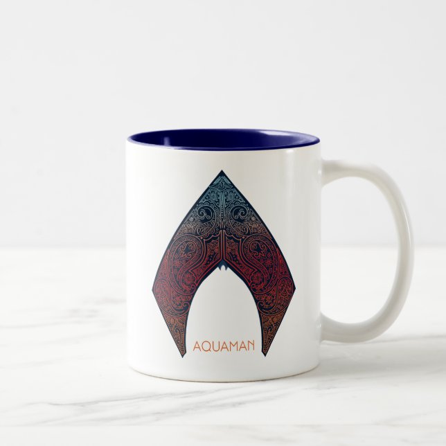 Aquaman | Paisley Aquaman Logo Two-Tone Coffee Mug (Right)