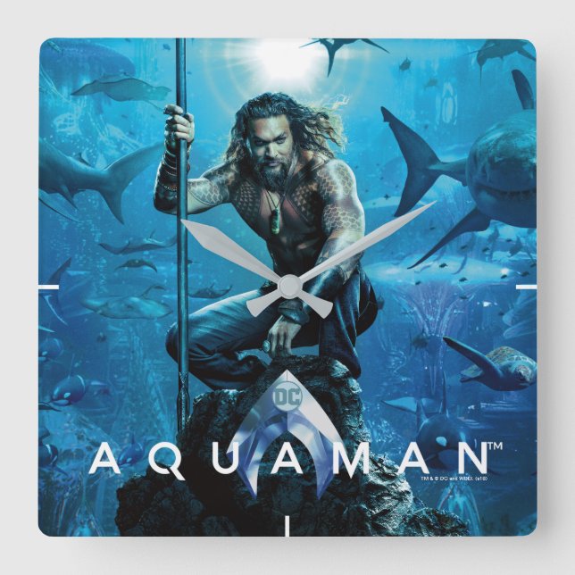 Aquaman | Prince Orin With Aquatic Animals Square Wall Clock (Front)