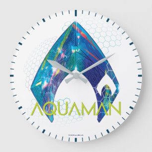 Aquaman Refracted Aquaman Logo Large Clock