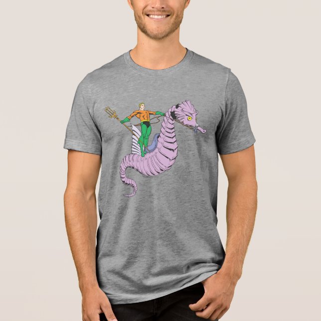 Aquaman Rides Seahorse Tri-Blend Shirt (Front)