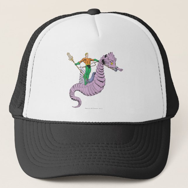 Aquaman Rides Seahorse Trucker Hat (Front)