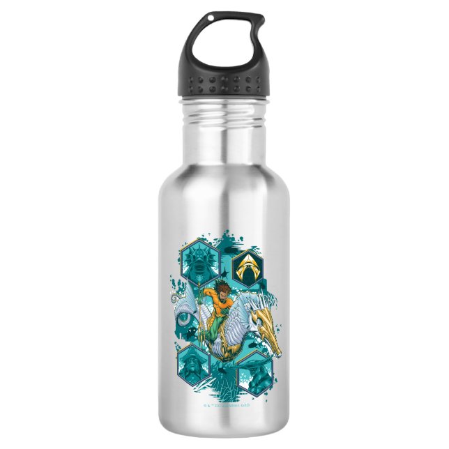 Aquaman Riding Seahorse Across Kingdoms 532 Ml Water Bottle (Front)
