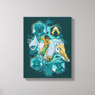 Aquaman Riding Seahorse Across Kingdoms Canvas Print