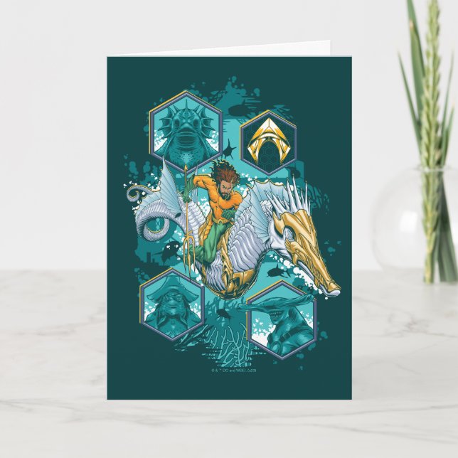 Aquaman Riding Seahorse Across Kingdoms Card (Front)