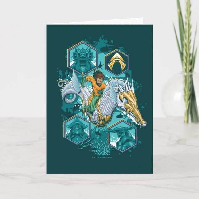 Aquaman Riding Seahorse Across Kingdoms Card (Front)