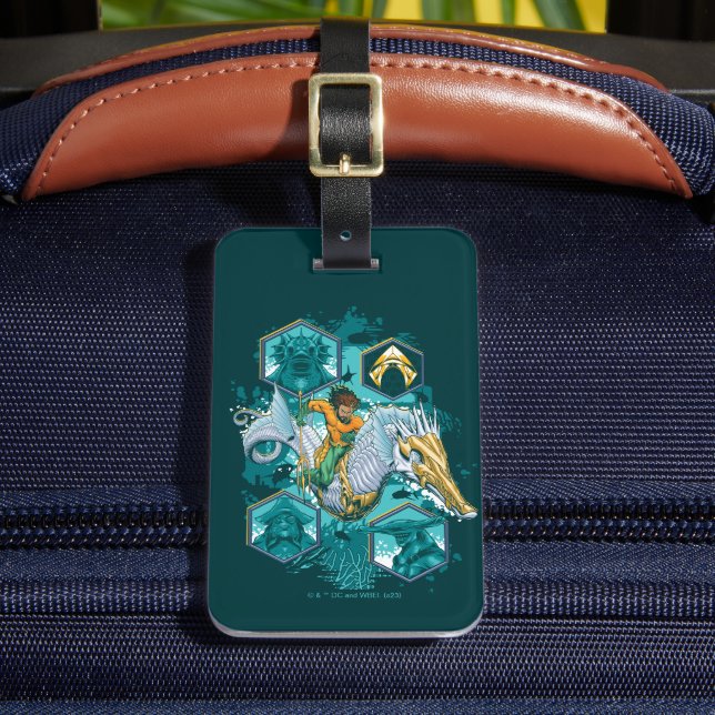 Aquaman Riding Seahorse Across Kingdoms Luggage Tag (Front Insitu 2)