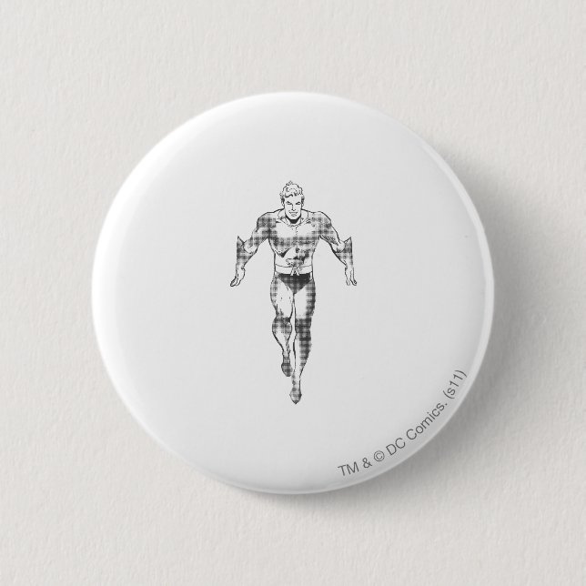 Aquaman Runs BW 6 Cm Round Badge (Front)