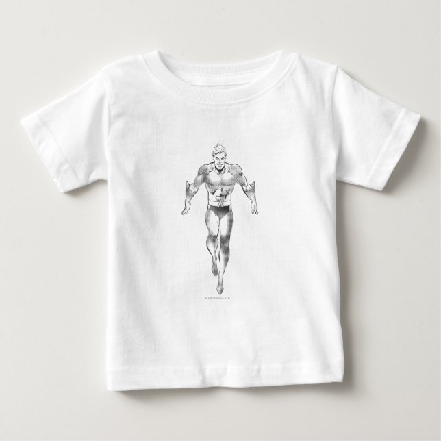 Aquaman Runs BW Baby T-Shirt (Front)