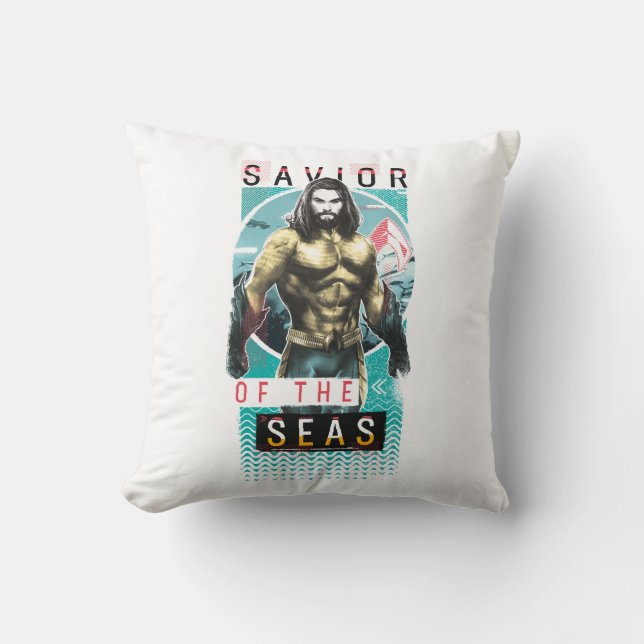 Aquaman | "Saviour Of The Seas" Modernist Graphic Cushion (Front)