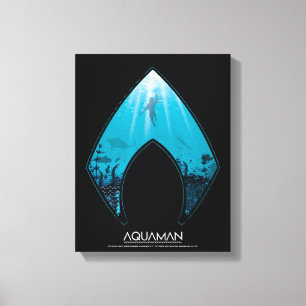 Aquaman See Through Aquaman Logo Ocean Graphic Canvas Print