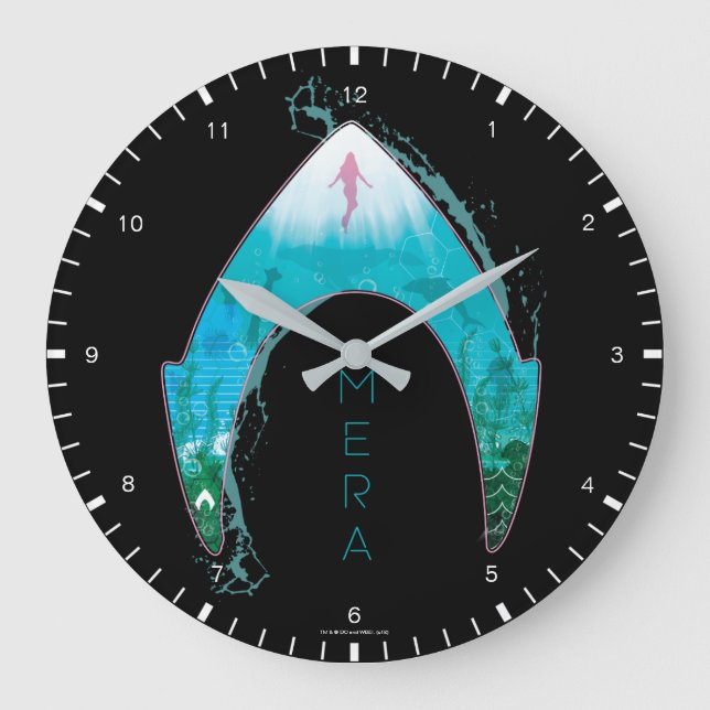 Aquaman | See Through Mera Symbol Ocean Graphic Large Clock (Front)