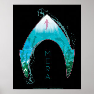 Aquaman See Through Mera Symbol Ocean Graphic Poster