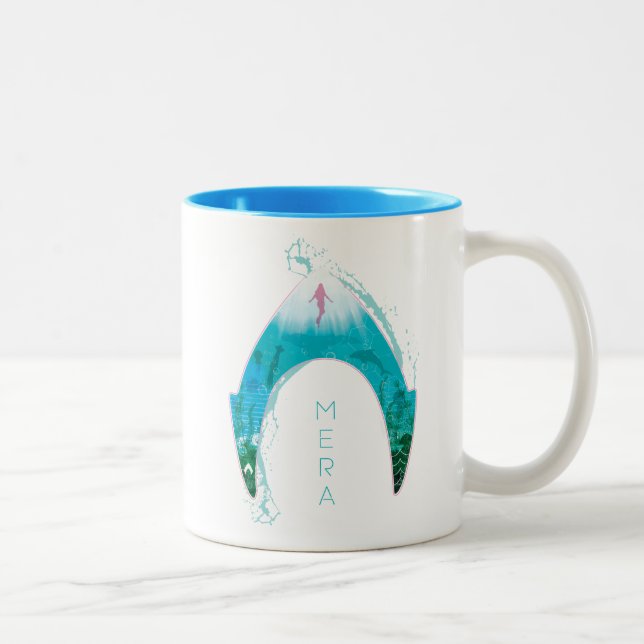 Aquaman | See Through Mera Symbol Ocean Graphic Two-Tone Coffee Mug (Right)