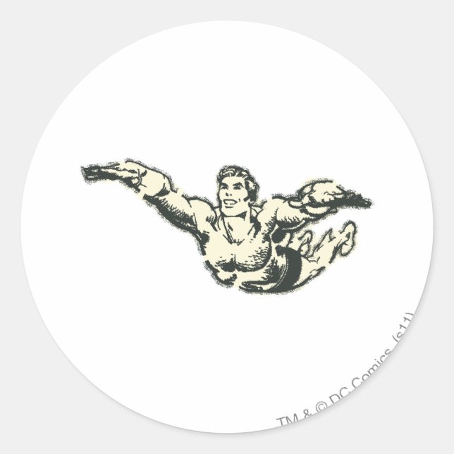 Aquaman Soars BW Classic Round Sticker (Front)