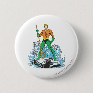Aquaman Stands with Pitchfork 6 Cm Round Badge