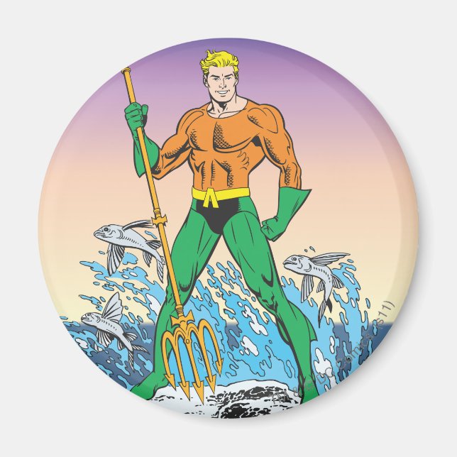 Aquaman Stands With Spear Magnet (Front)