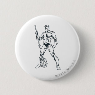Aquaman with Pitchfork BW 6 Cm Round Badge