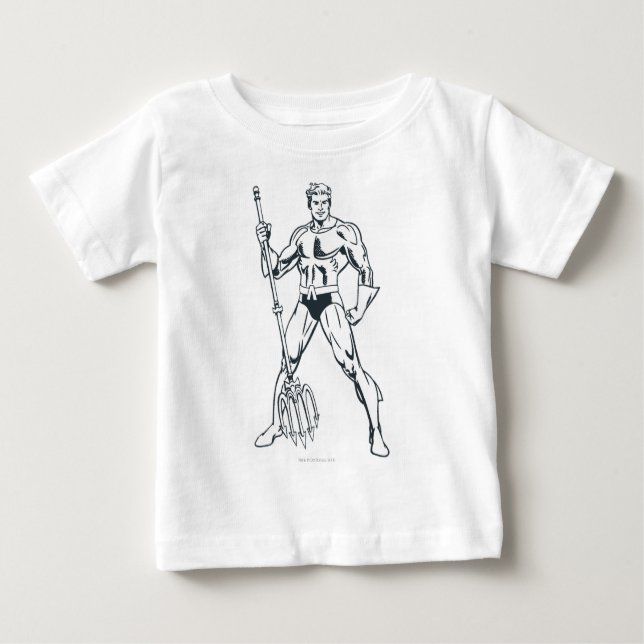 Aquaman with Pitchfork BW Baby T-Shirt (Front)