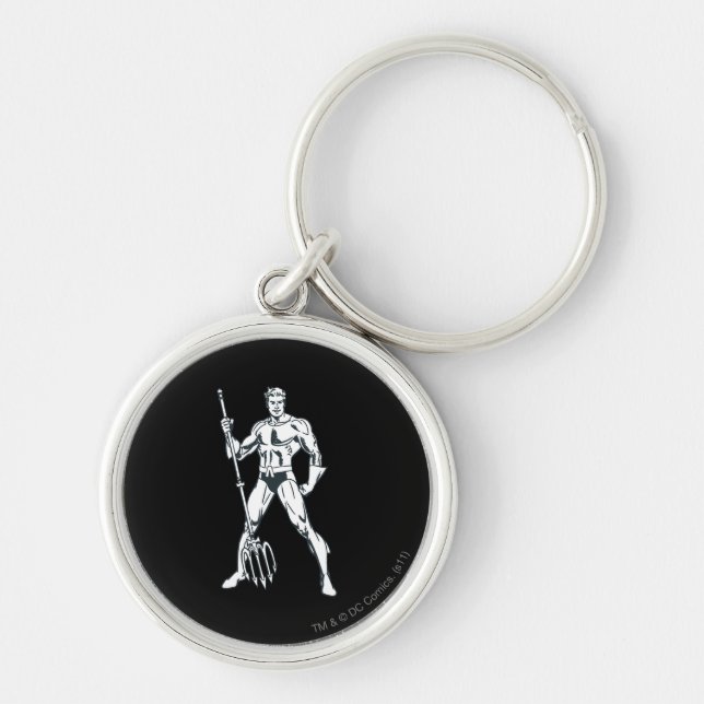 Aquaman with Pitchfork BW Key Ring (Front)