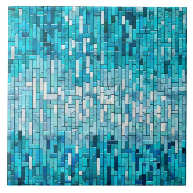 Aquamarine Abstract Mosaic Art Ceramic Tile (Front)