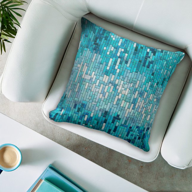Aquamarine Abstract Mosaic Art Cushion (Creator Uploaded)