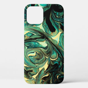 Aquamarine acrylic paints: abstract background. iPhone 12 case