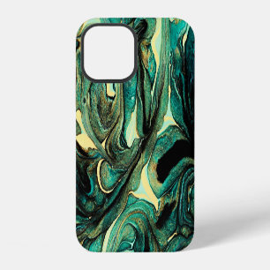 Aquamarine acrylic paints: abstract background. iPhone 12 case