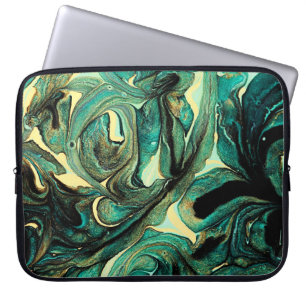 Aquamarine acrylic paints: abstract background. laptop sleeve