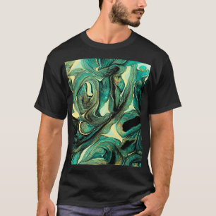 Aquamarine acrylic paints: abstract background. T-Shirt