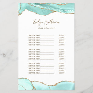 Aquamarine agate price list flyer