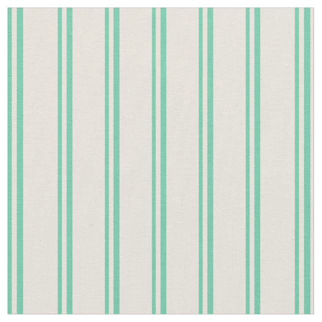 Aquamarine and Beige Stripes/Lines Pattern Fabric (Close Up)