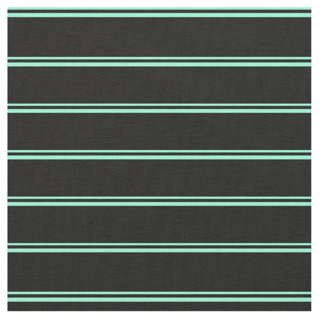 Aquamarine and Black Coloured Stripes Pattern Fabric (Close Up)