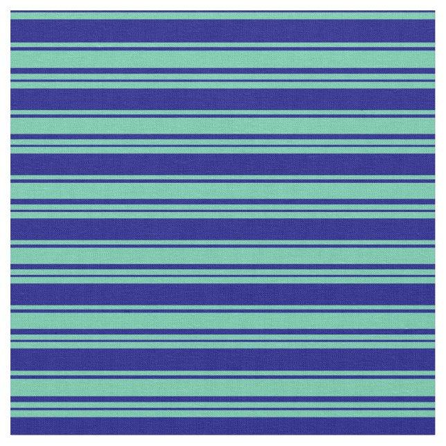 Aquamarine and Blue Lines Fabric (Close Up)