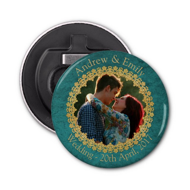 Aquamarine and Gold Bottle Opener (Front)