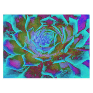 Aquamarine and Green Succulent Sedum Rosette Tablecloth