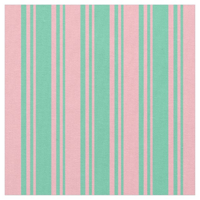 Aquamarine and Light Pink Lines/Stripes Pattern Fabric (Close Up)