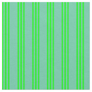 Aquamarine and Lime Striped Pattern Fabric