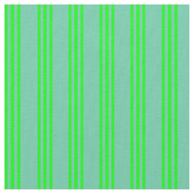 Aquamarine and Lime Striped Pattern Fabric (Close Up)