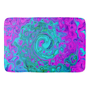 Aquamarine and Magenta Cool Retro Liquid Swirl Bath Mat