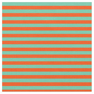 Aquamarine and Red Coloured Stripes Fabric