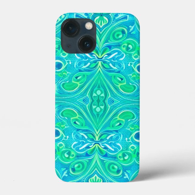 Aquamarine Arabesque Bohemian Pattern  Case-Mate iPhone Case (Back)