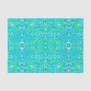 Aquamarine Arabesque Bohemian Pattern Tissue Paper