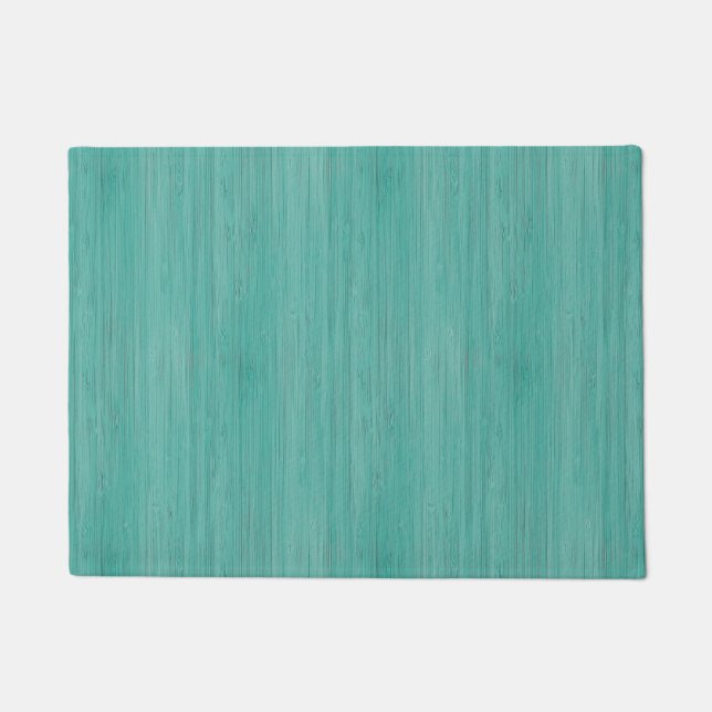 Aquamarine Bamboo Wood Grain Look Doormat (Front)