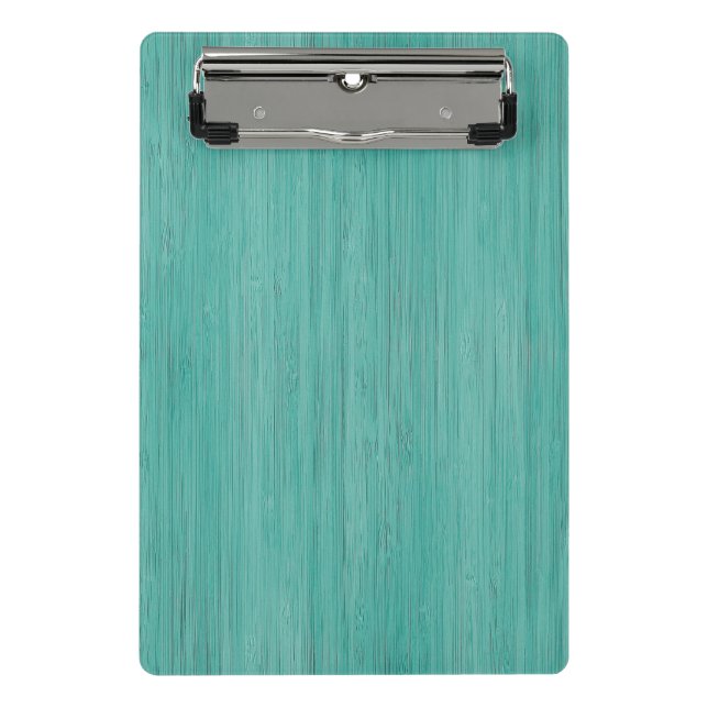 Aquamarine Bamboo Wood Grain Look Mini Clipboard (Front)
