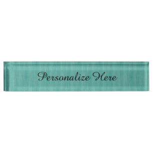 Aquamarine Bamboo Wood Grain Look Nameplate